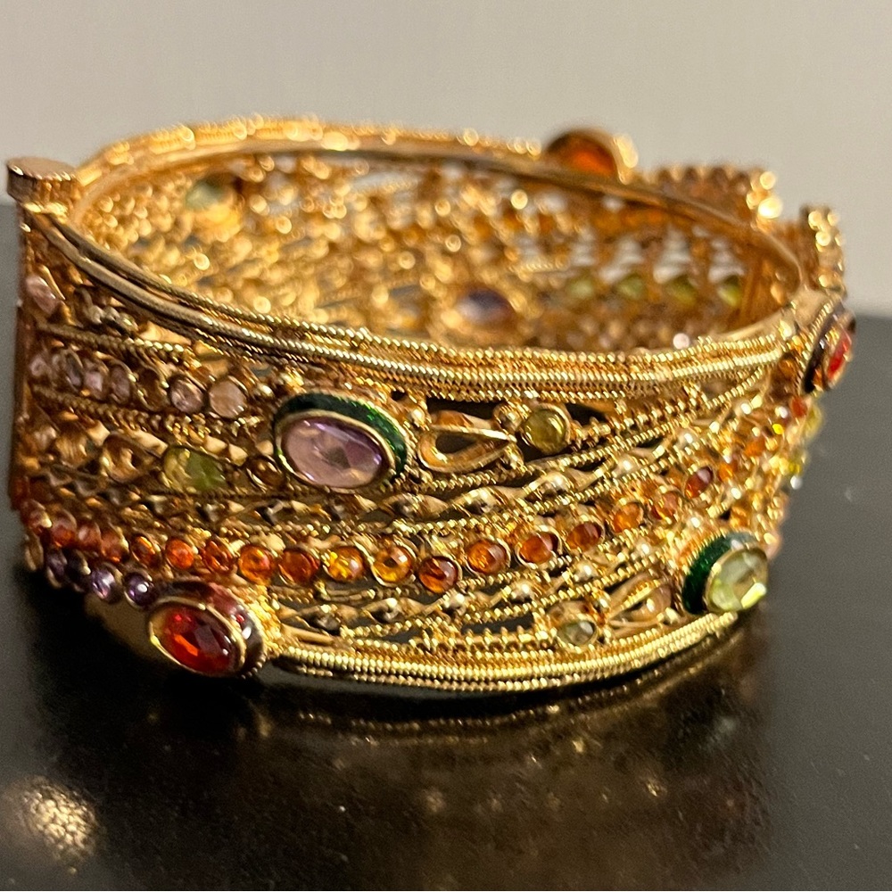 Gold and jewelled cuff bracelet